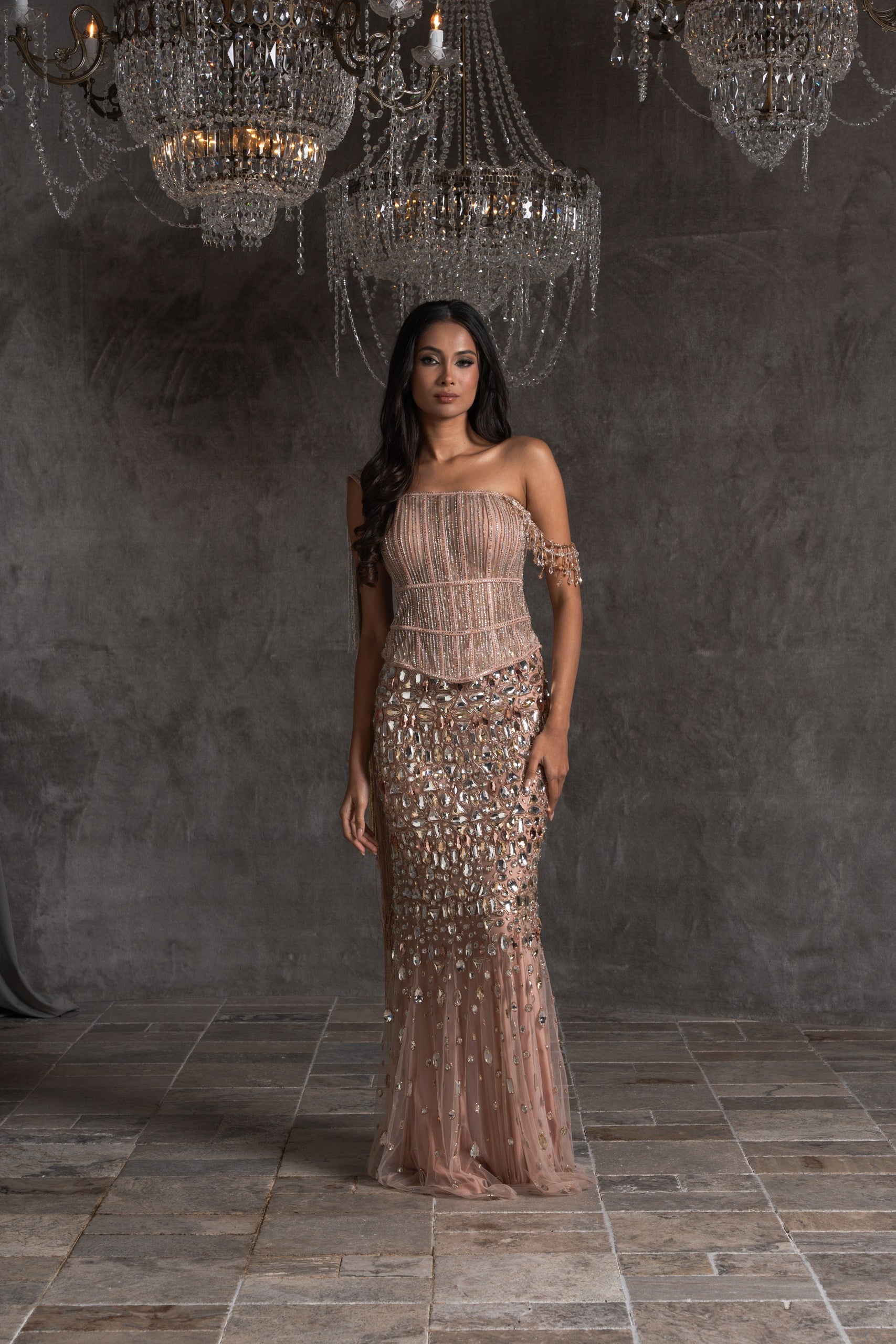 Rosé Cascade Skirt Set