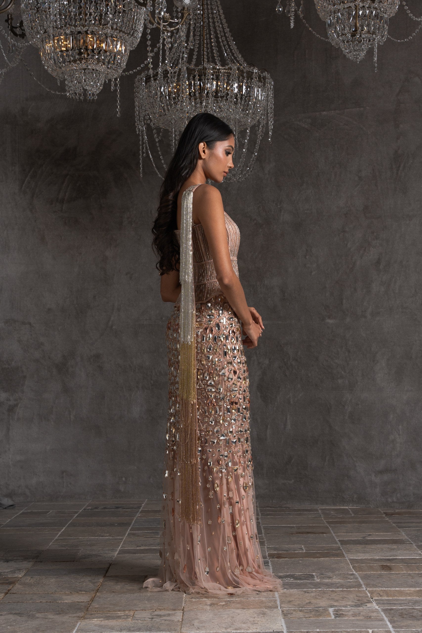 Rosé Cascade Skirt Set